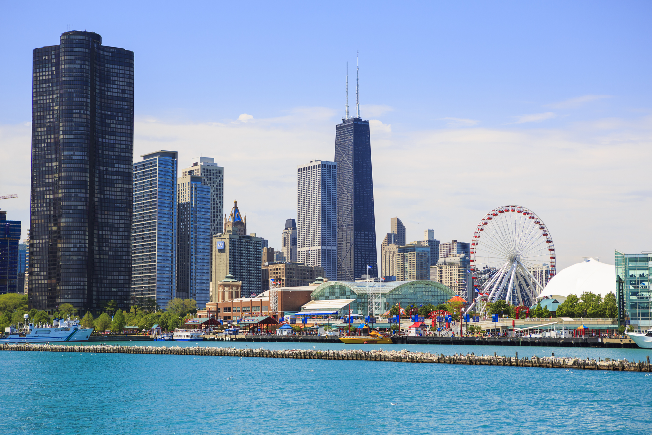 Navy Pier Park and Chicago cityscape